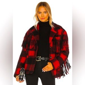 Divine Heritage Fringe Coat in Red Clover & Onyx